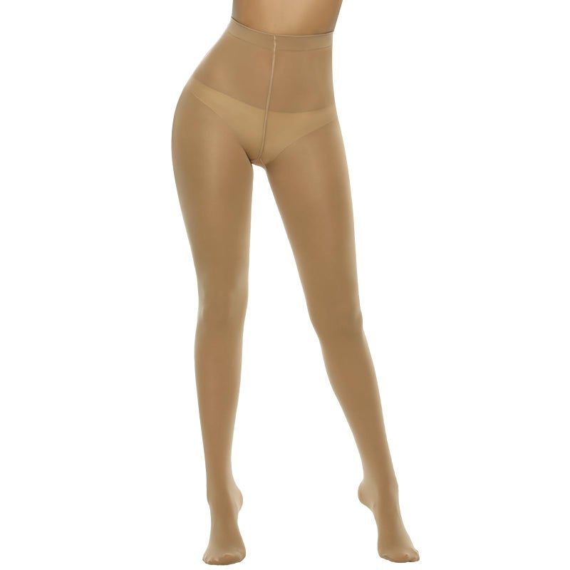 MANZI Women's Solid Color Semi Opaque Footed Tights Soft Stretch Pantyhose Suntan Medium-Large - Image 5